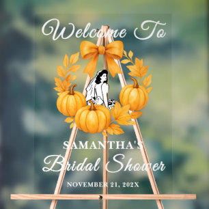 Golden Pumpkin Fall Bridal Shower Welcome  Acrylic Sign