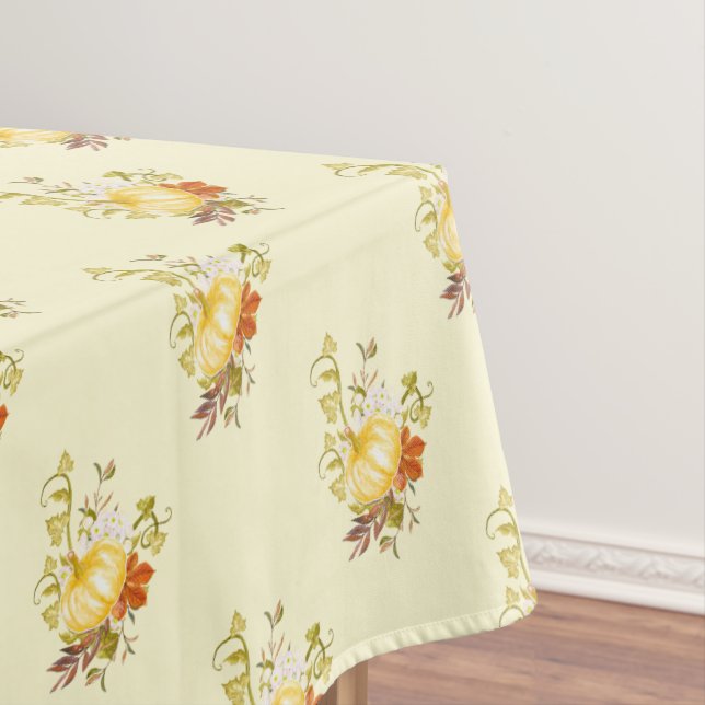 Golden Pumpkin Fall Foliage Tablecloth (In Situ)
