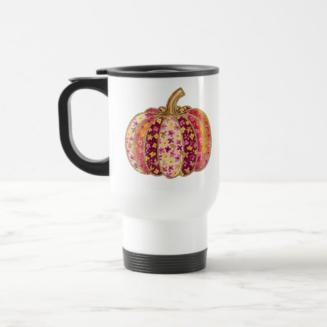 Golden Pumpkin & Floral Delight Coffee Mug (Left)