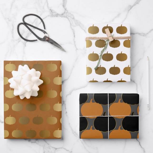 Golden Pumpkin Wrapping Paper Sheet (Front)