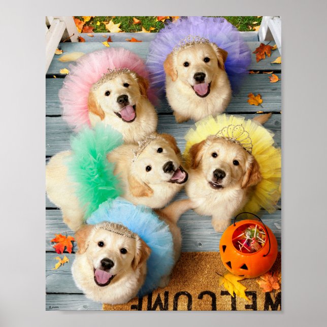 Golden Puppies Trick or Treating Poster (Front)