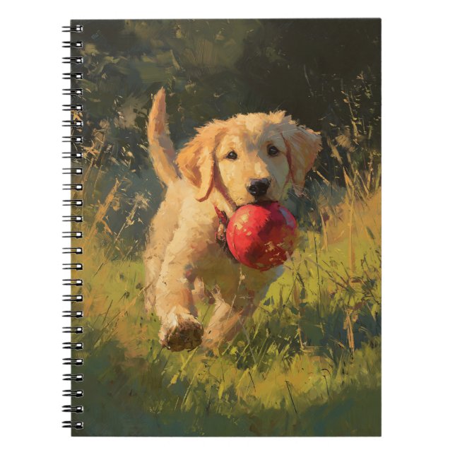 Golden Puppy Playtime Notebook (Front)