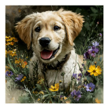 Golden Puppy Wildflower Joy