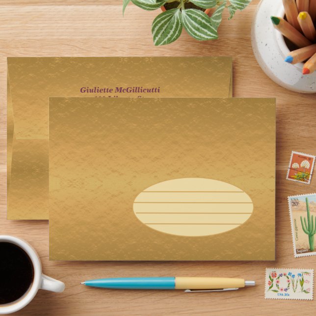 Golden Purple Return Addressed Envelope (Desk)