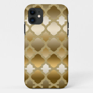 Golden Quatrefoil Moroccan Lattice Pattern iPhone 11 Case