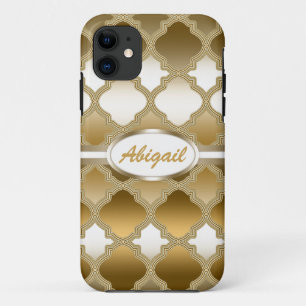 Golden Quatrefoil Moroccan Lattice Pattern iPhone 11 Case