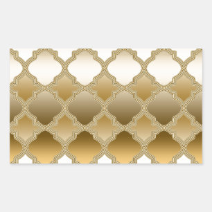 Golden Quatrefoil Moroccan Lattice Pattern Rectangular Sticker