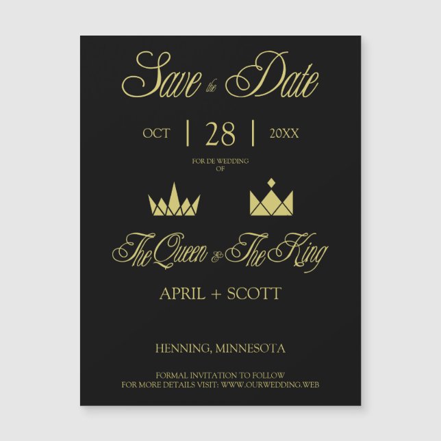 Golden Queen & King Crowns for Wedding (Front)