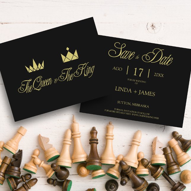 Golden Queen & King Crowns for Wedding Card (Creator Uploaded)