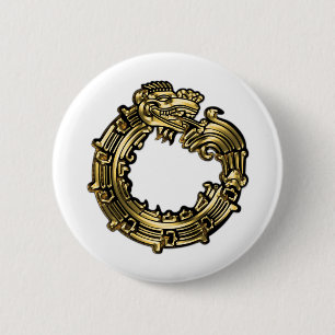 Golden Quetzalcoatl 6 Cm Round Badge
