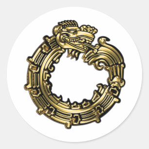 Golden Quetzalcoatl Classic Round Sticker
