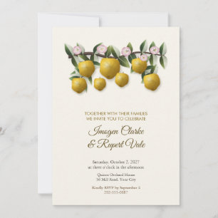 Golden Quince Branch Autumn Orchard Wedding Invitation