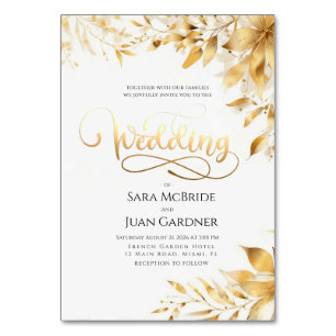 Golden Radiance Botanical Wedding Invitation Card