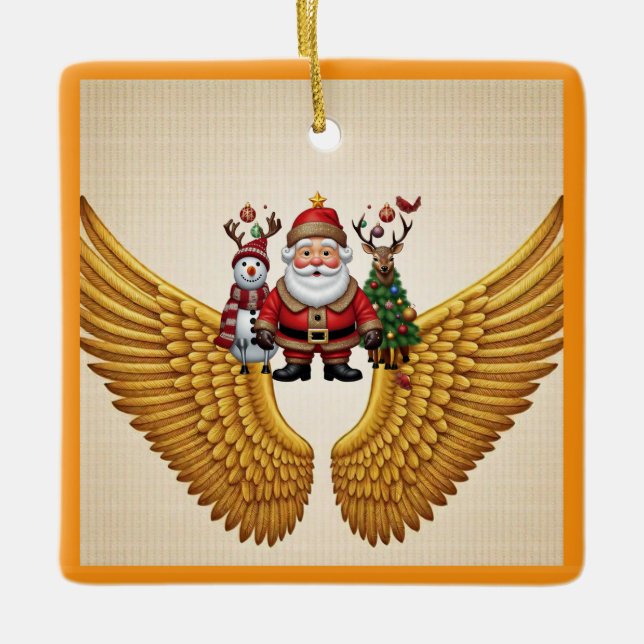 "Golden Radiance" Ceramic Ornament (Front)