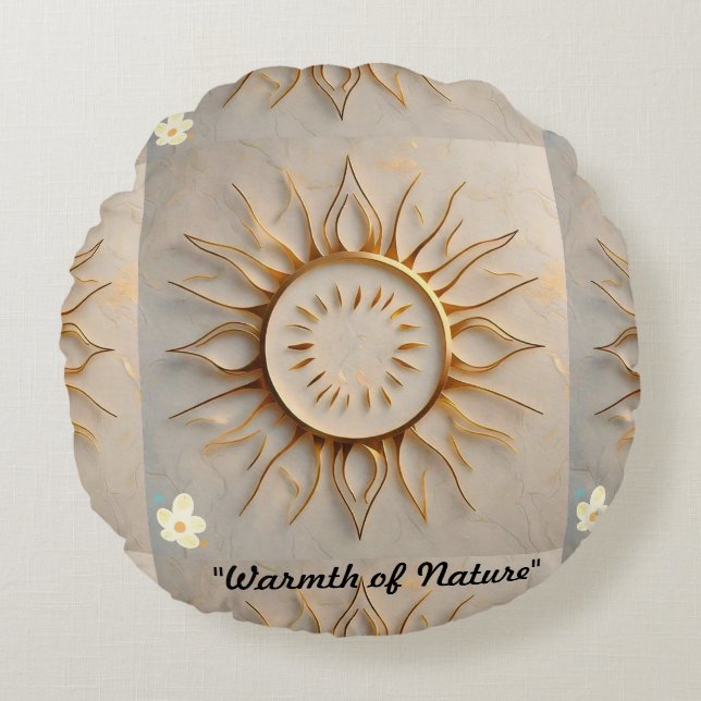 "Golden Radiance" Round Cushion (Front)