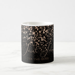 Golden Rain Black Personalised I'm The Boss  Coffee Mug