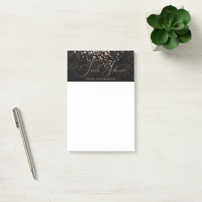 Golden Rain Black Personalised Professional Post-it Notes (Office)