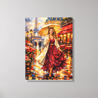 Golden Rain by the Eiffel Tower Canvas Print