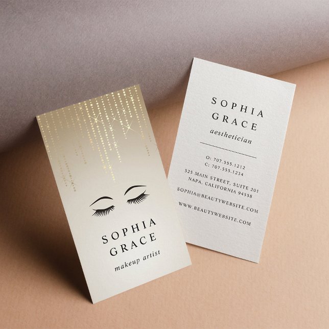 Golden Rain Makeup Artist Business Card (Creator Uploaded)