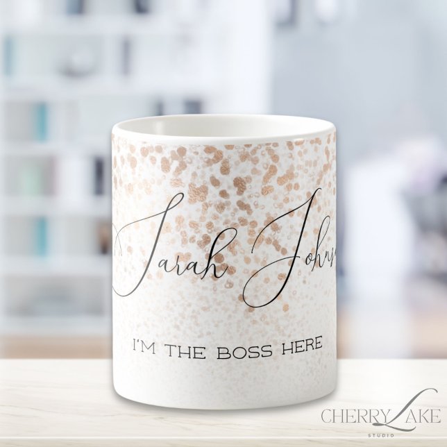 Golden Rain Personalised I'm The Boss Here Coffee Mug (Creator Uploaded)