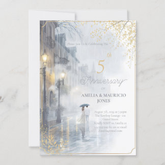 Golden Rain Romance wedding anniversary  Invitation