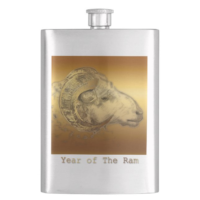 Golden Ram Chinese New Year 2015 - Classic Flask (Front)