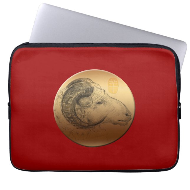 Golden Ram Chinese New Year of the Sheep 2015 Laptop Sleeve (Front)