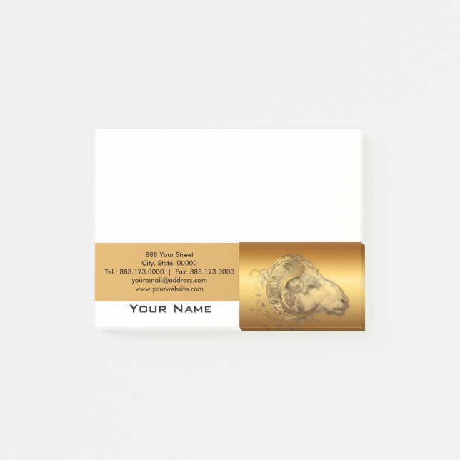 Golden Ram Chinese New Year of the Sheep 2015 Post-it Notes (Front)