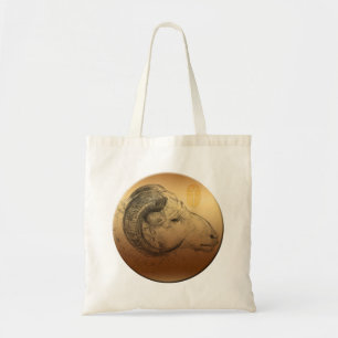 Golden Ram Chinese Year Astrology Zodiac Tote Bag