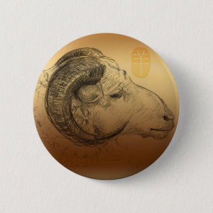 Golden Ram Year Chinese Astrology Zodiac Button