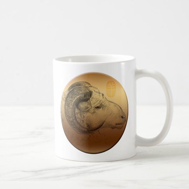 Golden Ram Year Chinese Astrology Zodiac Mug (Right)