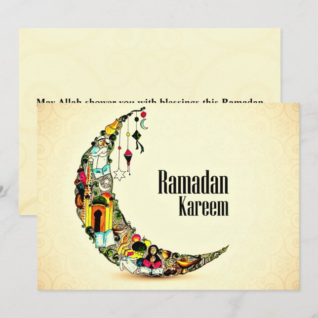 Golden Ramadan Kareem Holiday Card (Front/Back)