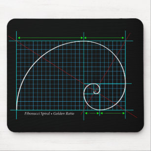 Golden Ratio, Fibonacci Spiral, Colour Drawing Mouse Pad
