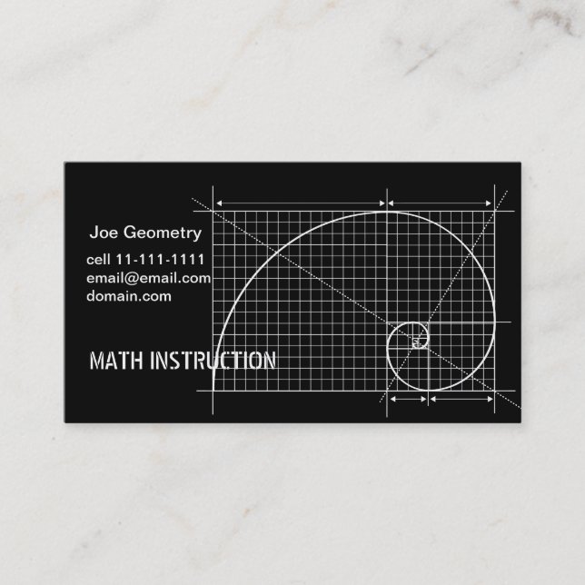 Golden Ratio, Fibonacci Spiral, Drawing Business Card (Front)