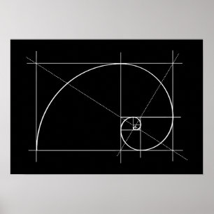 Golden Ratio, Fibonacci Spiral, Drawing Poster