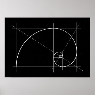 Golden Ratio, Fibonacci Spiral, Drawing Poster