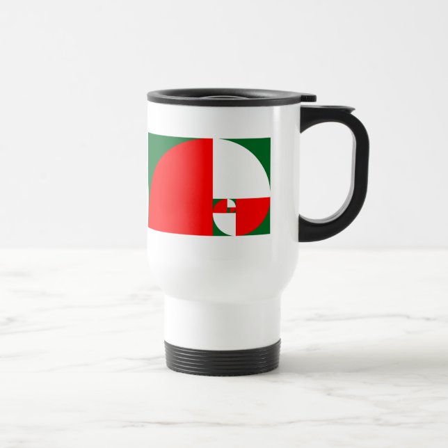 Golden Ratio, Fibonacci Spiral Travel Mug (Right)