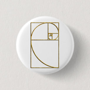 Golden Ratio Sacred Fibonacci Spiral 3 Cm Round Badge