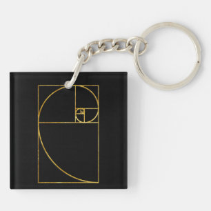 Golden Ratio Sacred Fibonacci Spiral Key Ring