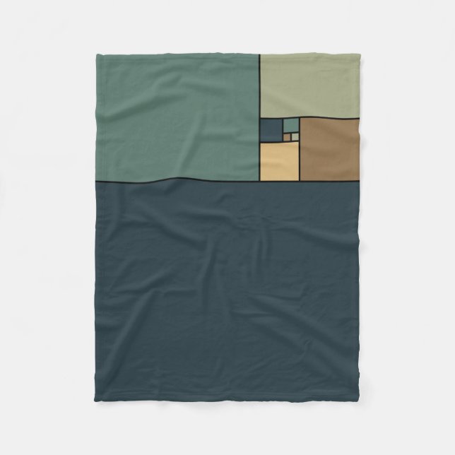 Golden Ratio Squares (Neutrals) Fleece Blanket (Front)