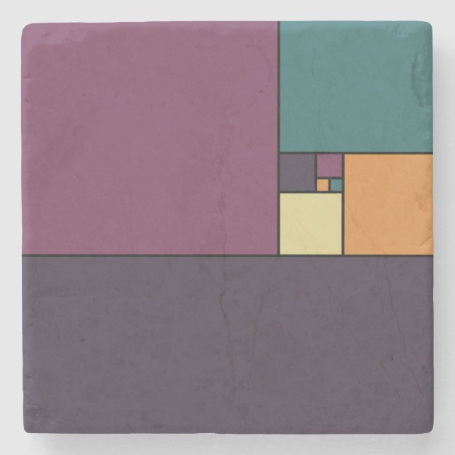 Golden Ratio Squares Stone Coaster (Front)