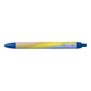 Golden Ray Modern Abstract Art Blue Ink Pen