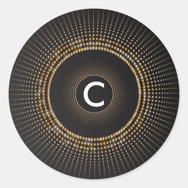 Golden Rays Chic Glamour Monogram Initial Stickers (Front)