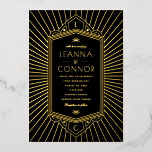 Golden Rays Initials Art Deco Wedding