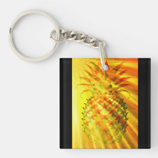 Golden Rays Passing Through A Large Pineapple Key Ring (Front)