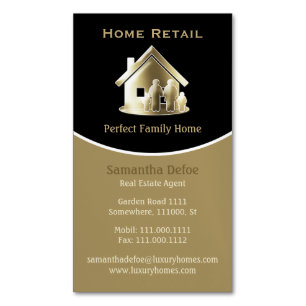 Golden Real Estate Agent Perfect Family Home Magnetic Business Card