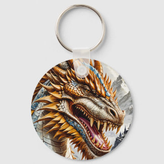 Golden Realistic Dragon Key Ring