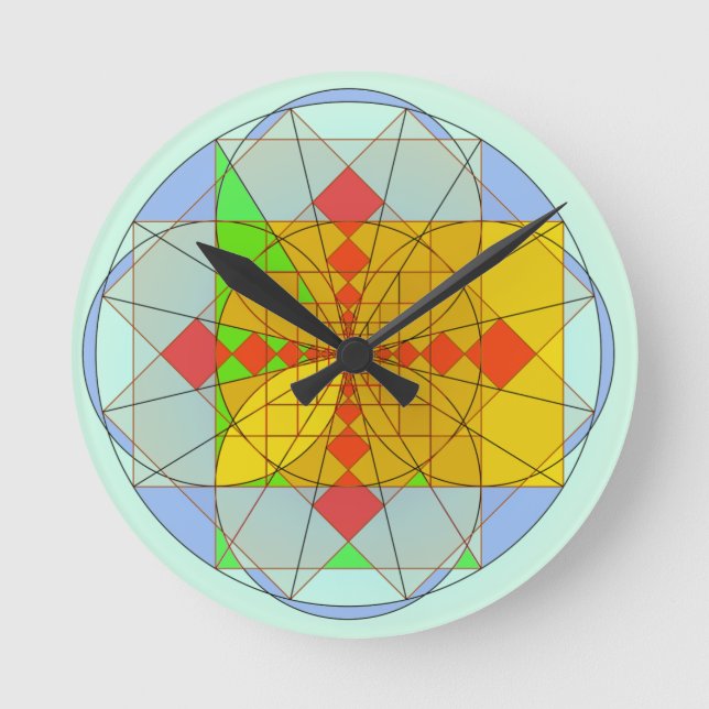 Golden rectangle shapes round clock (Front)