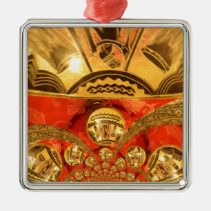 Golden red African traditional art Metal Ornament