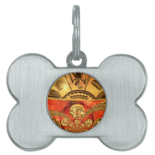 Golden red African traditional art Pet Tag (Front)